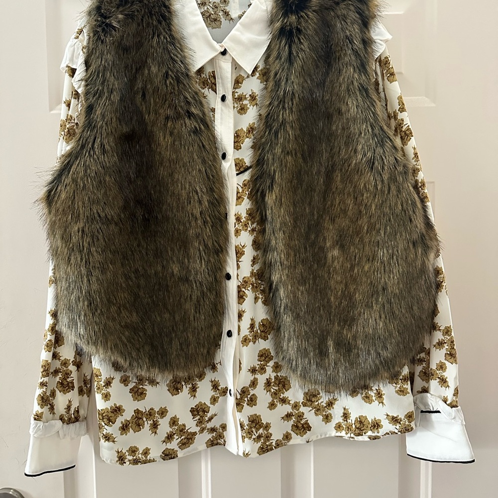 Vest faux fur Free People Large Brown